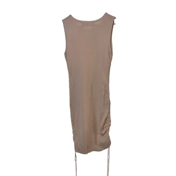 Lioness Sleeveless Knit Dress Drawstring Bodycon Midi Neutral NWT XL Extra Large - Picture 2 of 9